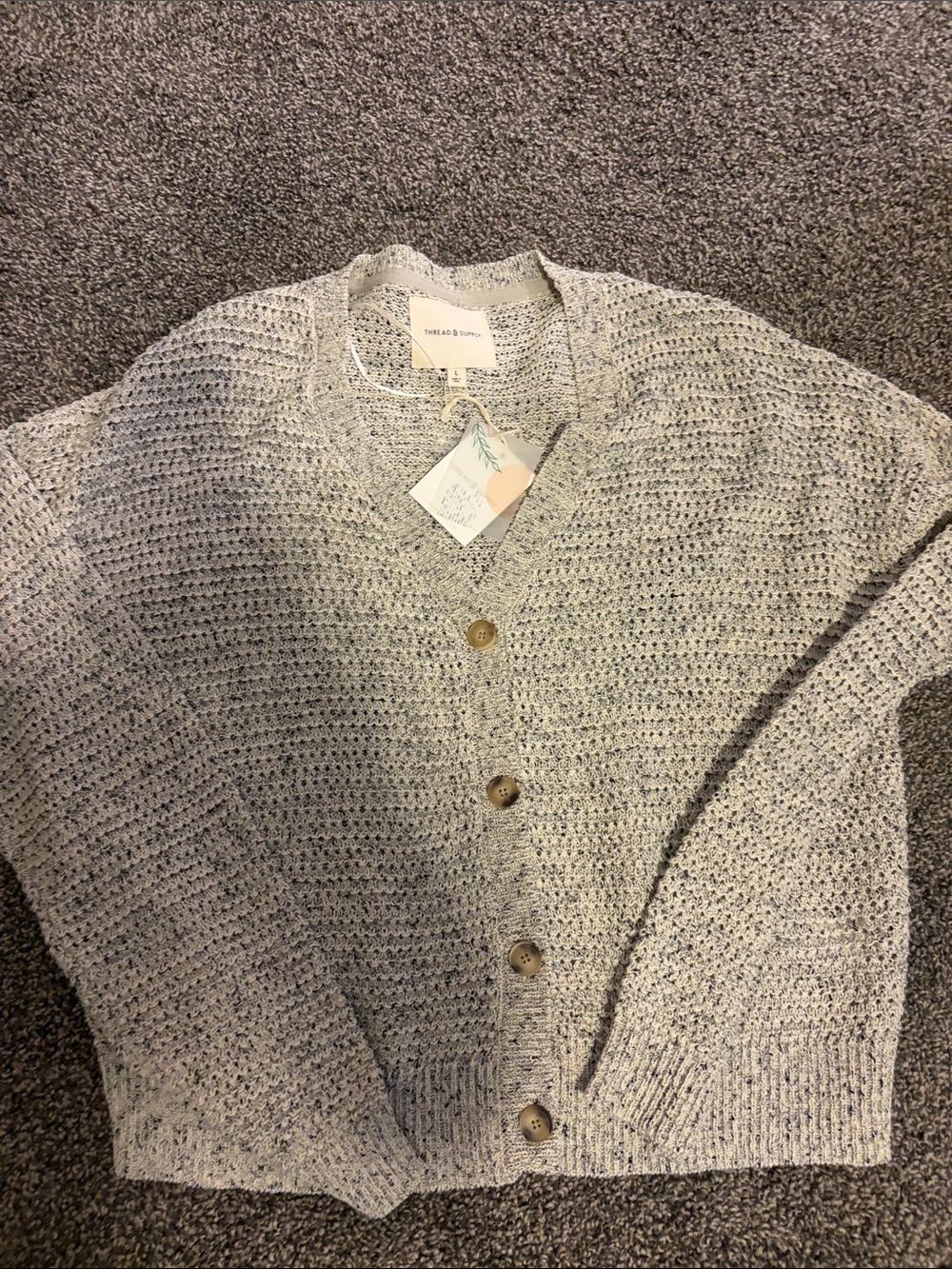Thread & Supply Heather Gray Button-Front Cardigan
